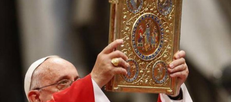 Pope Francis with the Bible