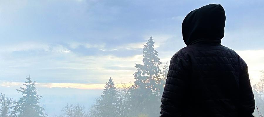 standing in a field 