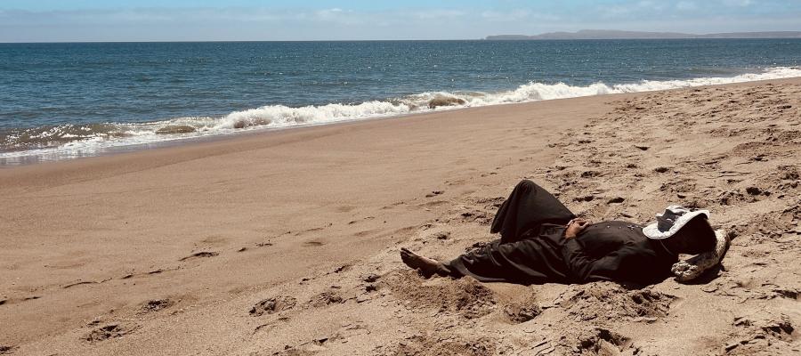 naping on a beach