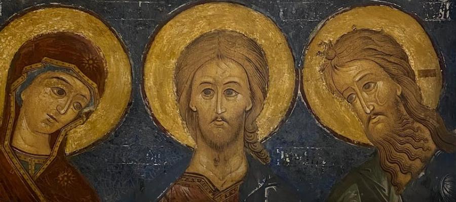 painting of Jesus, Mary, and John 