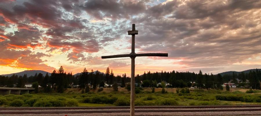 Beautiful Sunset with the Cross