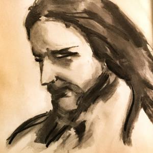Charcoal drawing of Jesus 