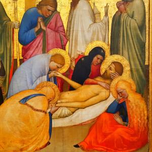 Jesus being laid in the tomb 