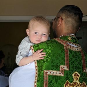 holding a baby 